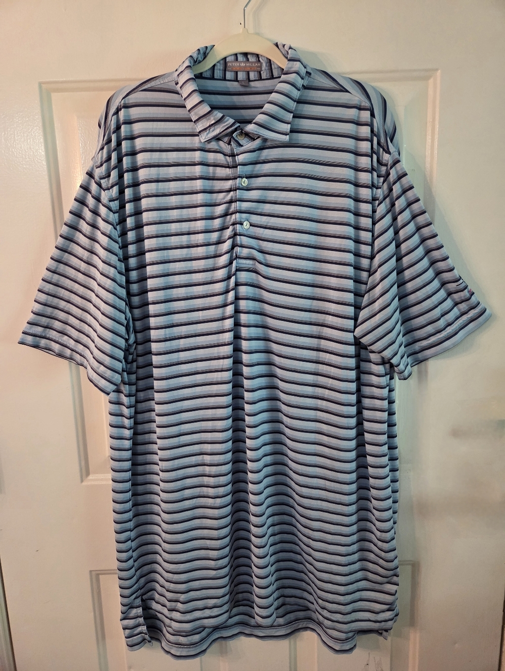 Peter Millar Summer Comfort Men's Adios Golf Club Striped Polo Shirt Size Large